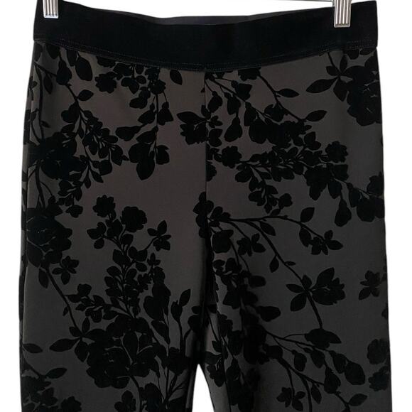 Vintage Liz Claiborne Floral Velvet Burnout Straight Leg Pant Small Black Y2K - Picture 9 of 10